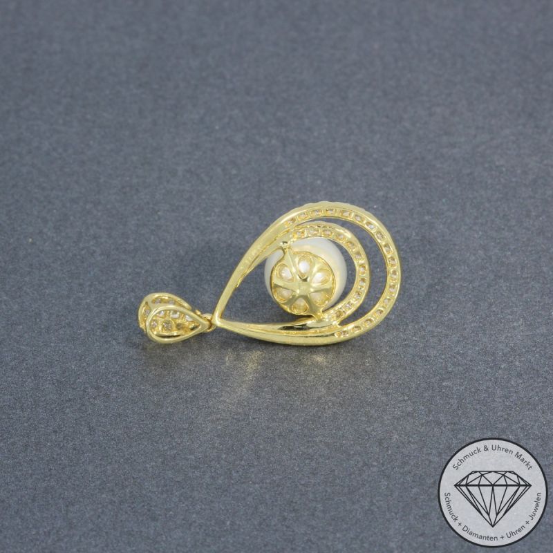 Wert 1690 € Brillant Perl Anhänger in 750er 18 K Gelbgold - 95048