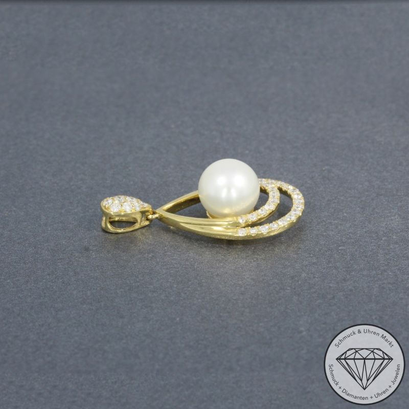 Wert 1690 € Brillant Perl Anhänger in 750er 18 K Gelbgold - 95048