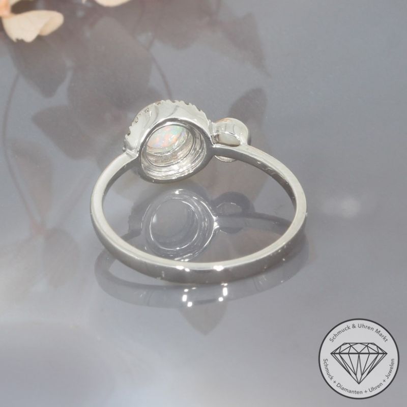 Wert 1450 € Brillant Opal Ring in 750er 18 K Weißgold - 95052