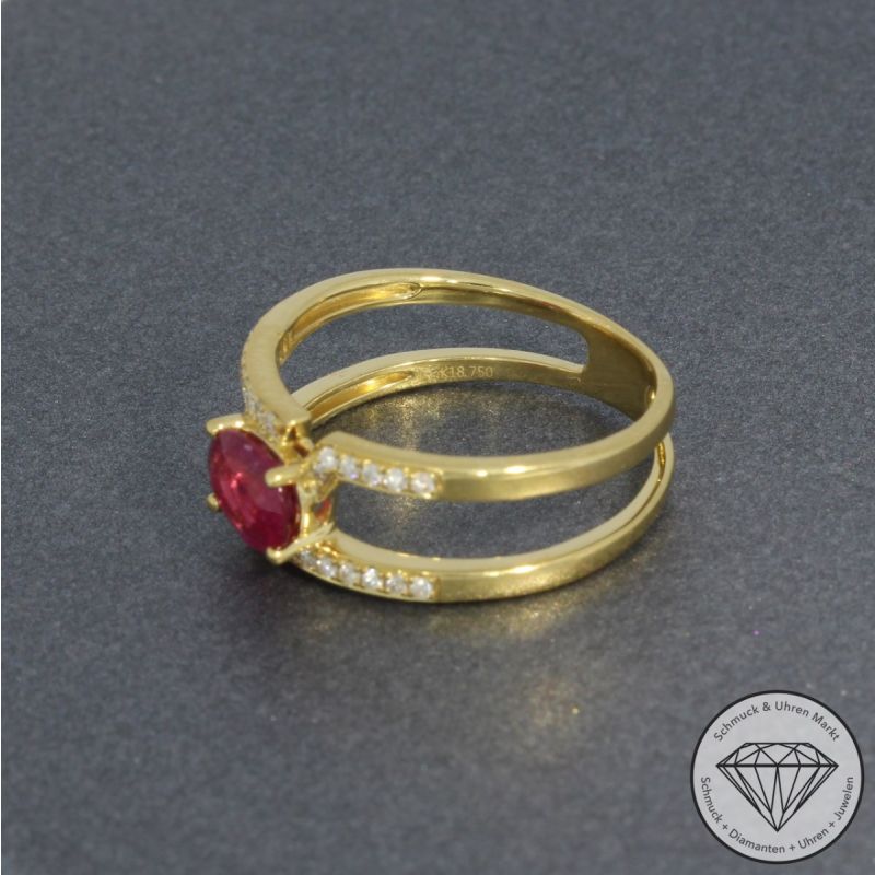 Wert 1790 € Diamant Turmalin Ring in 750er 18 K Gelbgold - 95101