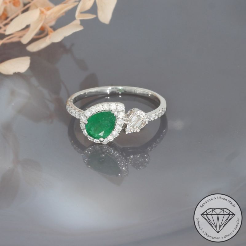 Wert 1980 € Brillant Smaragd Ring in 750er 18 K Weißgold - 95104