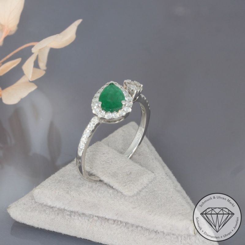 Wert 1980 € Brillant Smaragd Ring in 750er 18 K Weißgold - 95104