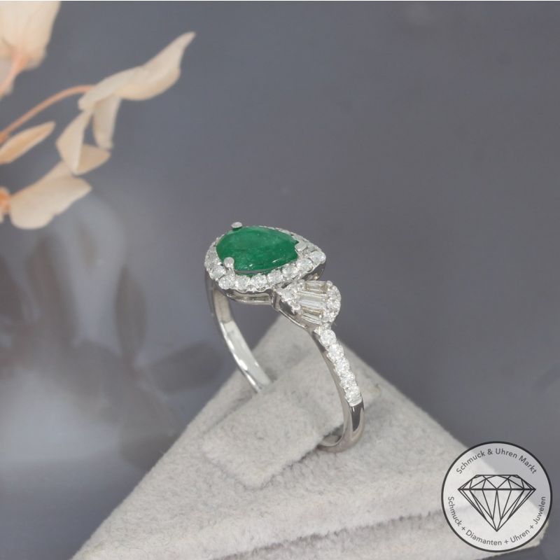 Wert 1980 € Brillant Smaragd Ring in 750er 18 K Weißgold - 95104