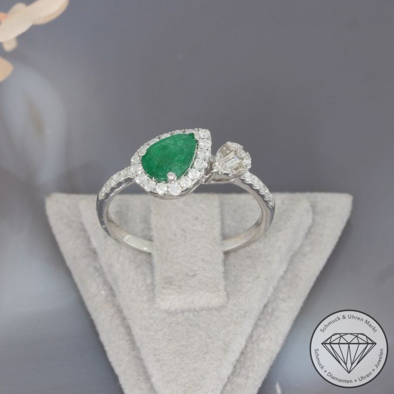 Wert 1980 € Brillant Smaragd Ring in 750er 18 K Weißgold - 95104
