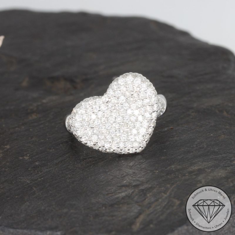 Wert 5920 € Brillant Ring Herz (1,90 carat) in 750er 18 K Weißgold - 95105