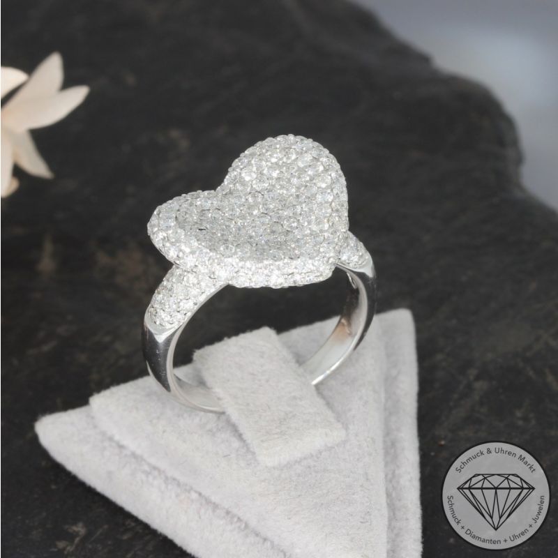 Wert 5920 € Brillant Ring Herz (1,90 carat) in 750er 18 K Weißgold - 95105