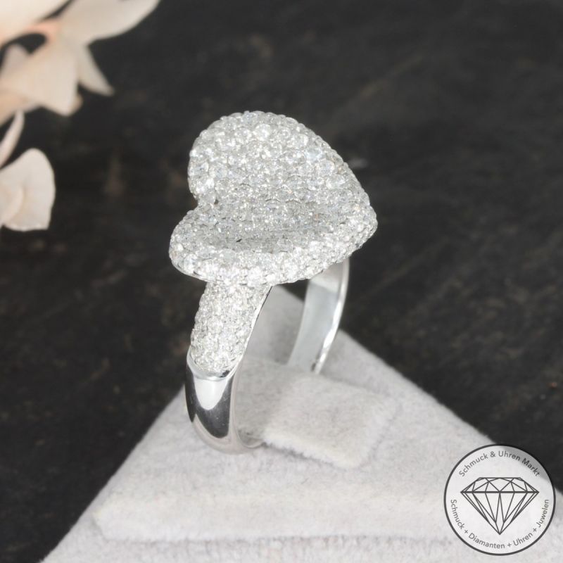 Wert 5920 € Brillant Ring Herz (1,90 carat) in 750er 18 K Weißgold - 95105