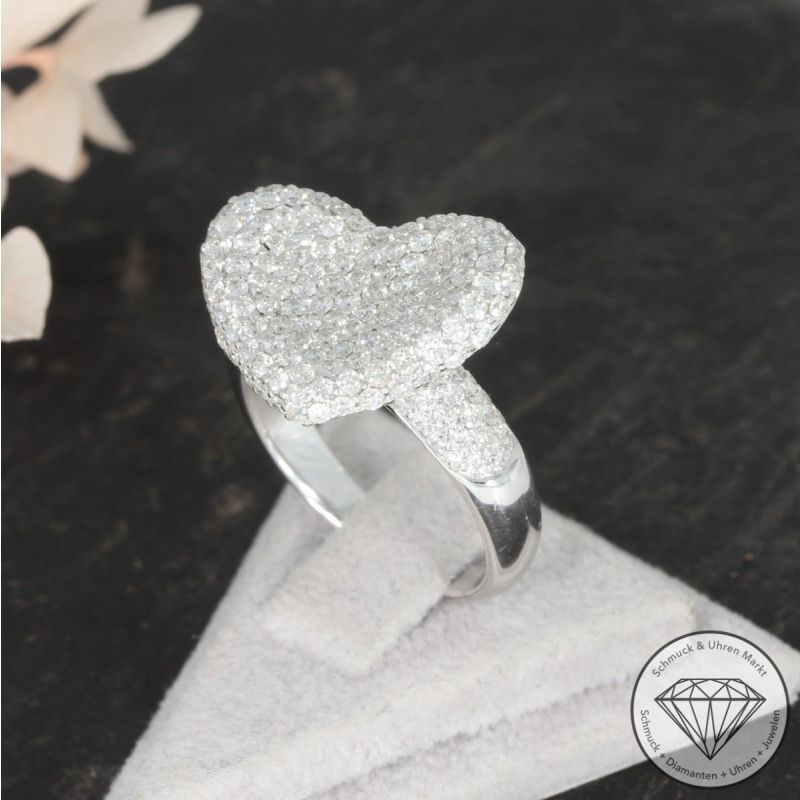 Wert 5920 € Brillant Ring Herz (1,90 carat) in 750er 18 K Weißgold - 95105