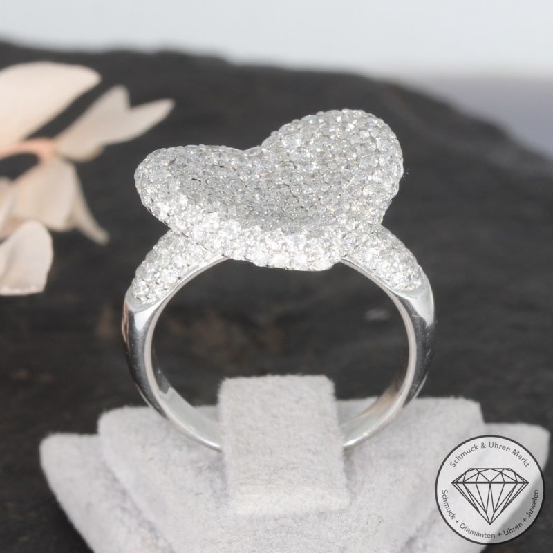 Wert 5920 € Brillant Ring Herz (1,90 carat) in 750er 18 K Weißgold - 95105