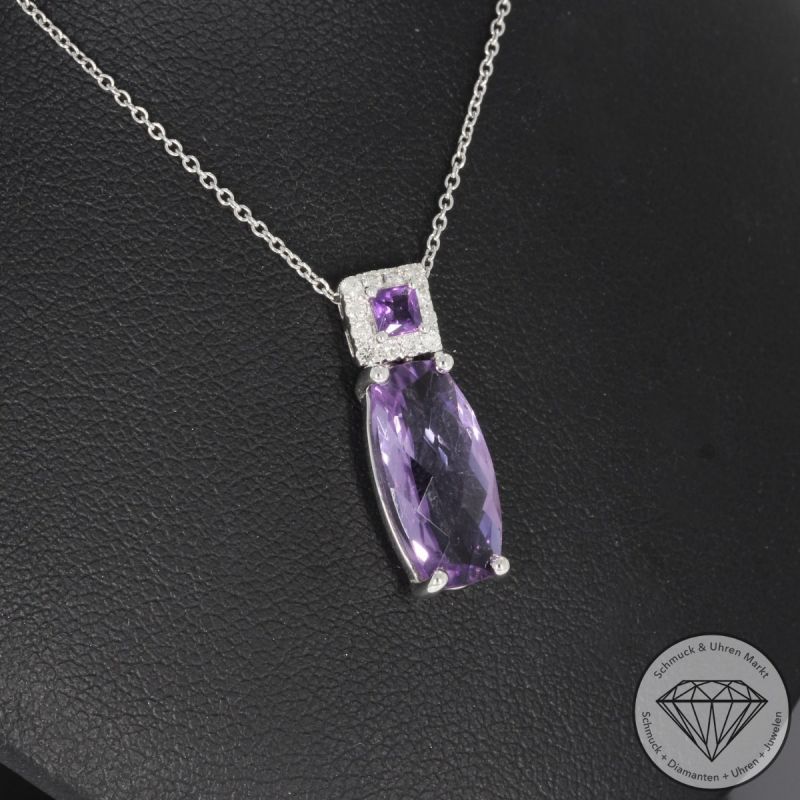 Wert 1130 € Brillant Amethyst Collier in 750er 18 K Weißgold - 95112