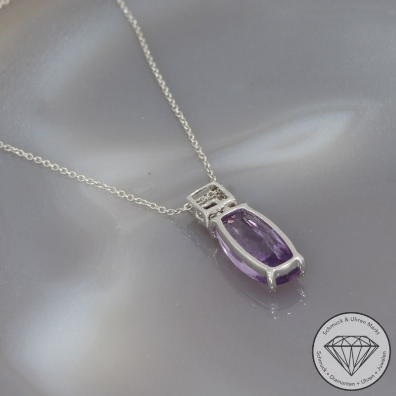 Wert 1130 € Brillant Amethyst Collier in 750er 18 K Weißgold - 95112