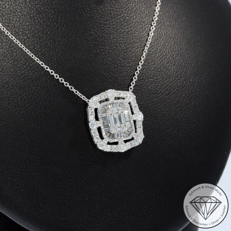 Wert 2970 € Brillant Diamant Collier in 750er 18 K Weißgold - H984
