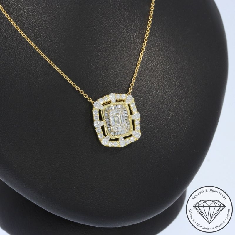 Wert 2970 € Brillant Diamant Collier in 750er 18 K Gelbgold - H1000