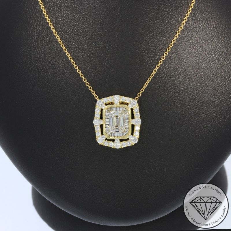 Wert 2970 € Brillant Diamant Collier in 750er 18 K Gelbgold - H1000