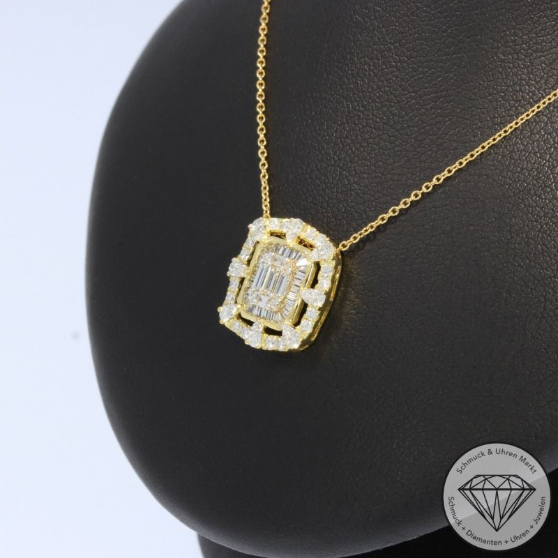 Wert 2970 € Brillant Diamant Collier in 750er 18 K Gelbgold - H1000