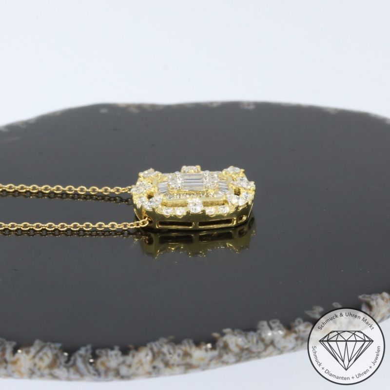 Wert 2970 € Brillant Diamant Collier in 750er 18 K Gelbgold - H1000