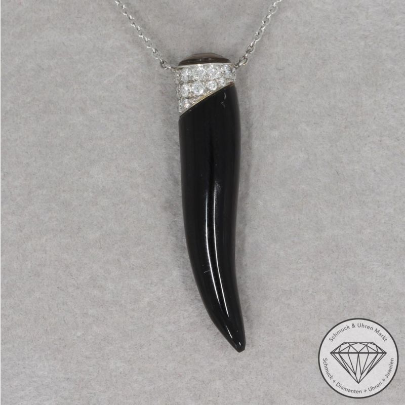 Wert 1520 € Brillant Onyx Rauchquarz Collier in 750er 18 K Weißgold - 95139