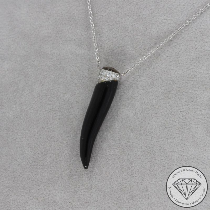 Wert 1520 € Brillant Onyx Rauchquarz Collier in 750er 18 K Weißgold - 95139