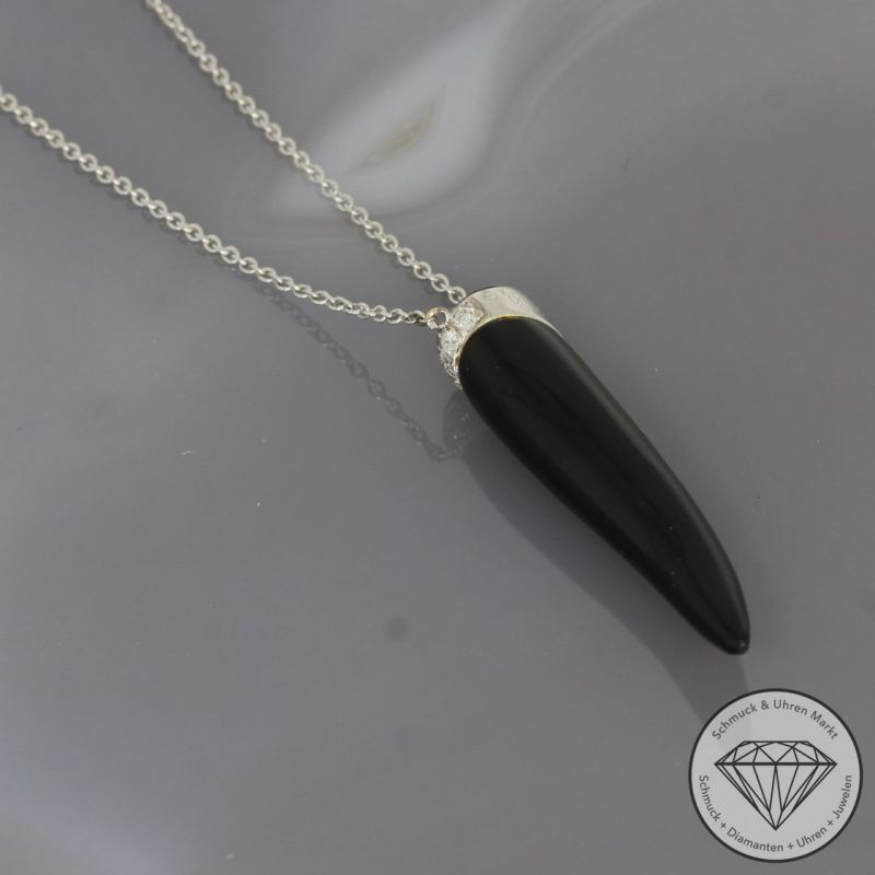Wert 1520 € Brillant Onyx Rauchquarz Collier in 750er 18 K Weißgold - 95139