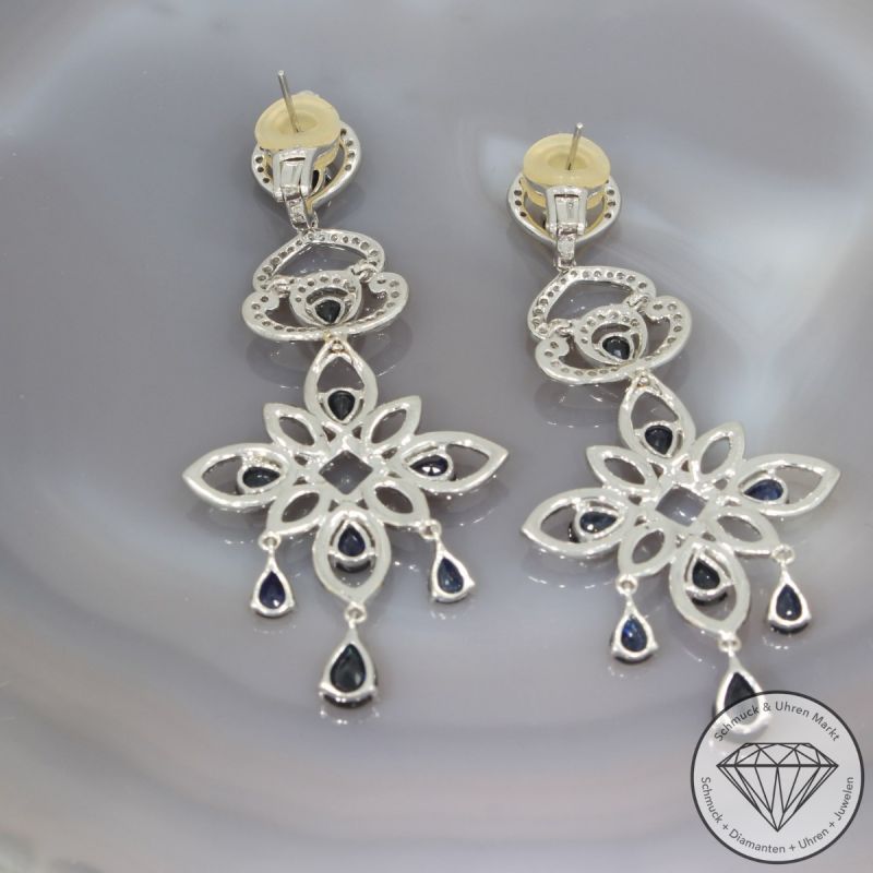 Wert 14270 € Brillant Saphir Ohrringe in 750er 18 K Weißgold - 95160