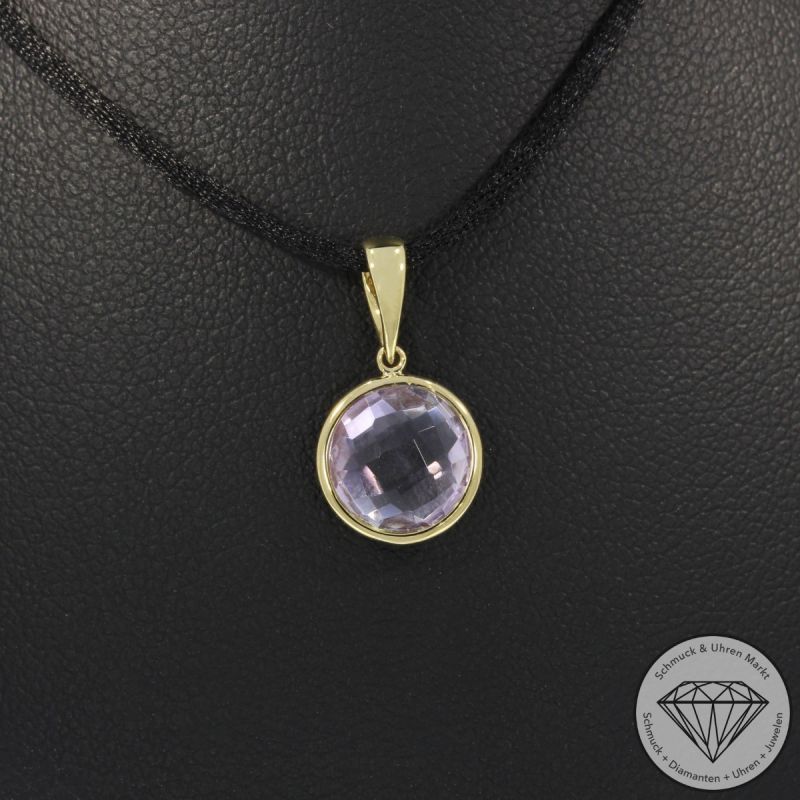 Wert 350 € Amethyst Anhänger in 750er 18 K Gelbgold - H760