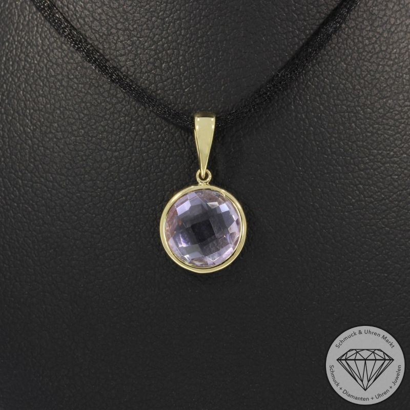 Wert 350 € Amethyst Anhänger in 750er 18 K Gelbgold - H760
