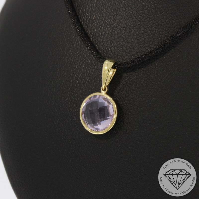 Wert 350 € Amethyst Anhänger in 750er 18 K Gelbgold - H760