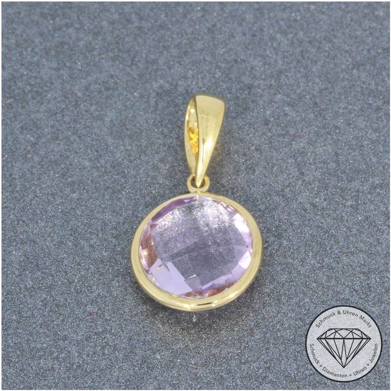 Wert 350 € Amethyst Anhänger in 750er 18 K Gelbgold - H760
