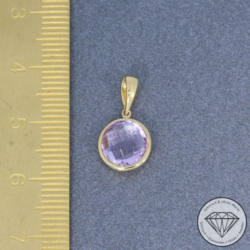 Wert 350 € Amethyst Anhänger in 750er 18 K Gelbgold - H760
