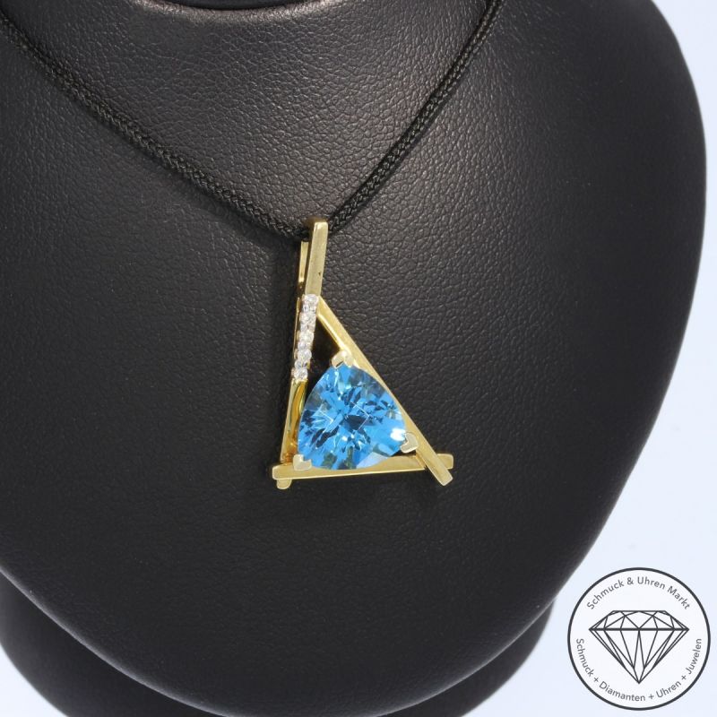 Wert 1100 € Brillant Topas Anhänger in 585er 14 K Gelbgold - 95196