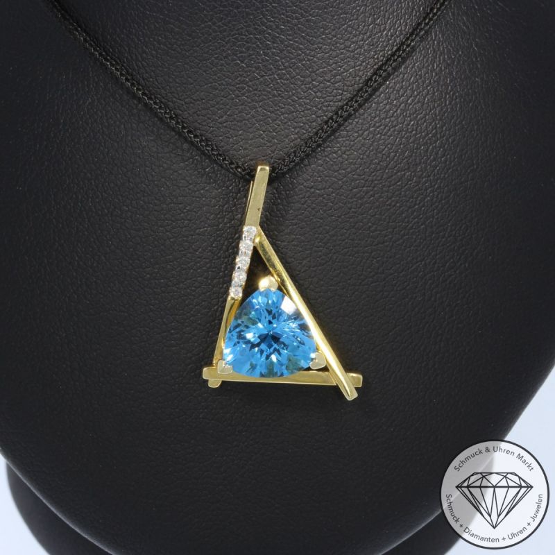 Wert 1100 € Brillant Topas Anhänger in 585er 14 K Gelbgold - 95196
