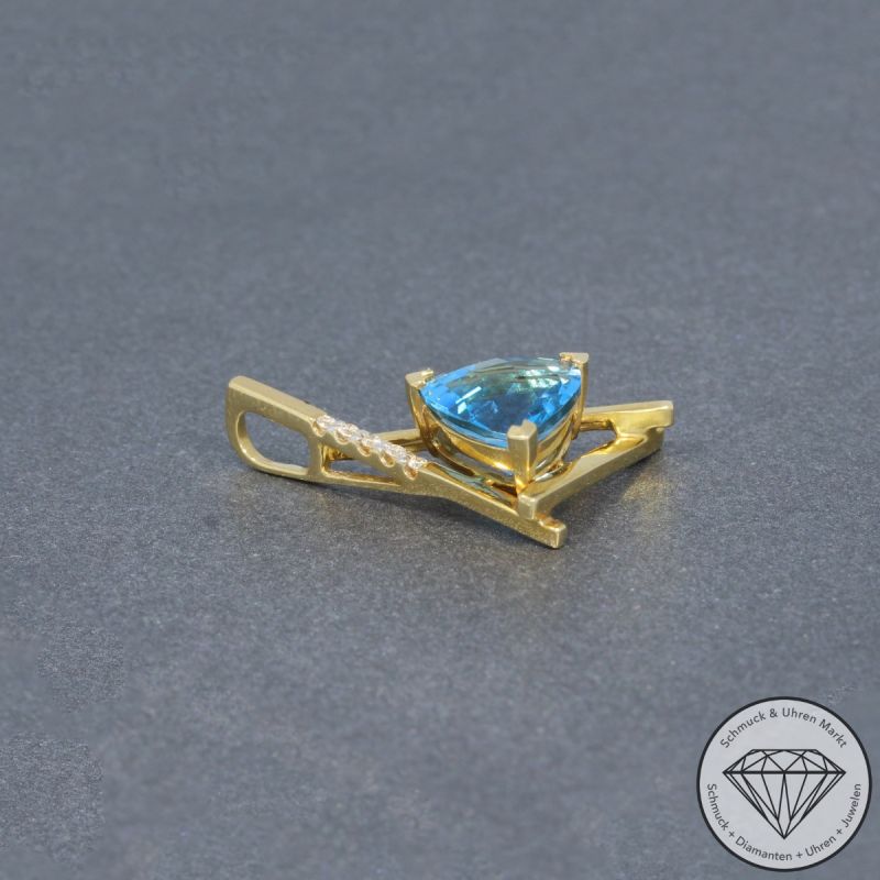 Wert 1100 € Brillant Topas Anhänger in 585er 14 K Gelbgold - 95196