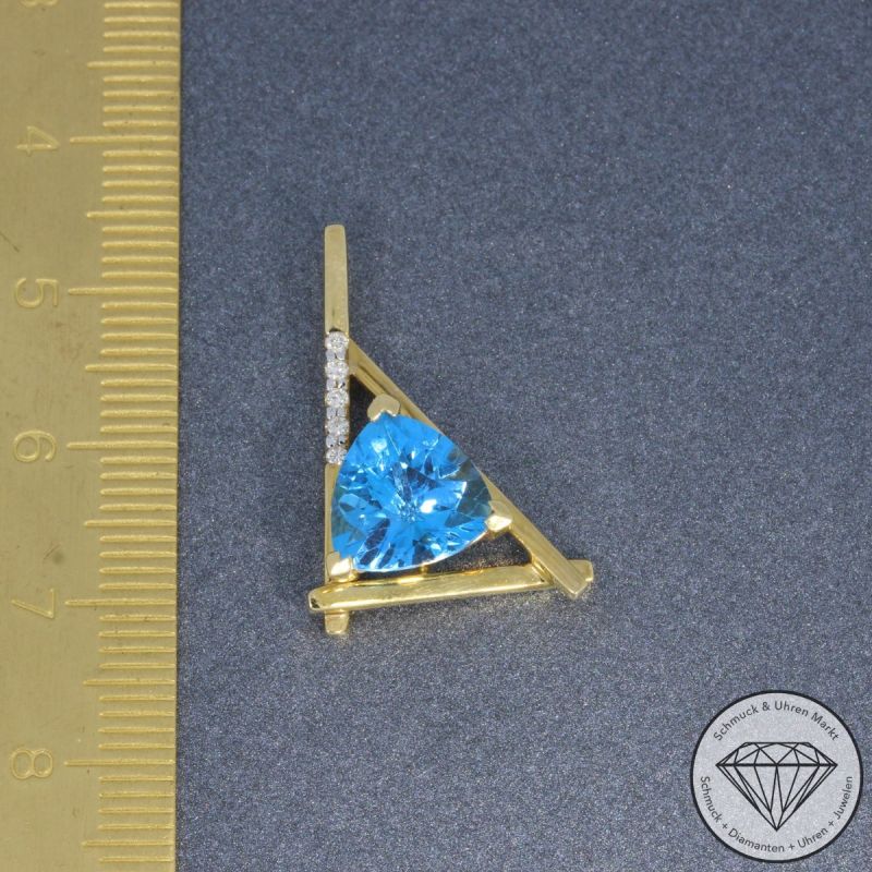 Wert 1100 € Brillant Topas Anhänger in 585er 14 K Gelbgold - 95196