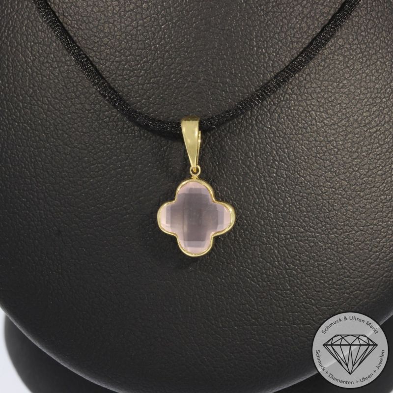 Wert 450 € Rosenquarz Anhänger (2,55 carat) in 585er 14 K Gelbgold - H788