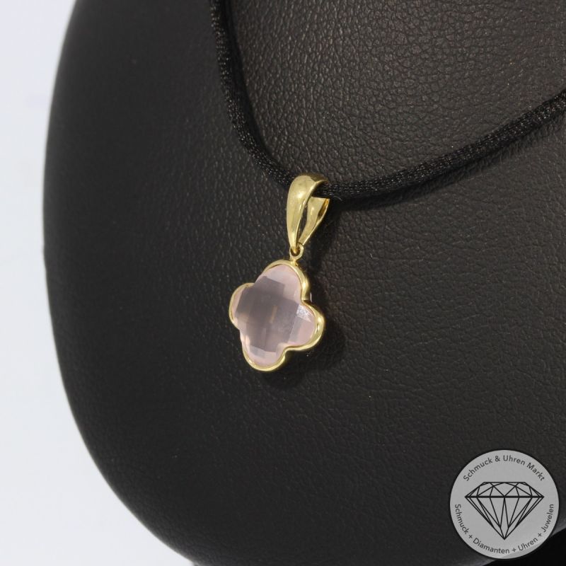 Wert 450 € Rosenquarz Anhänger (2,55 carat) in 585er 14 K Gelbgold - H788