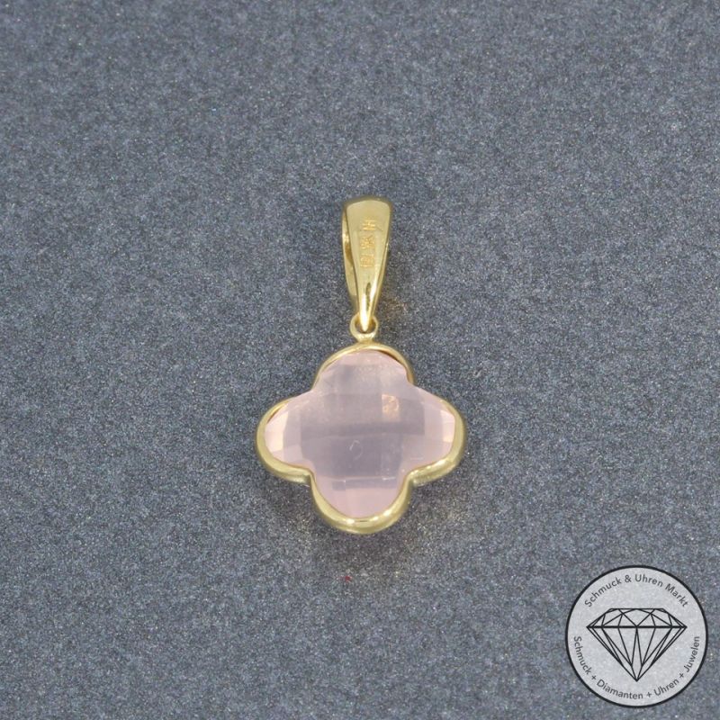 Wert 450 € Rosenquarz Anhänger (2,55 carat) in 585er 14 K Gelbgold - H788