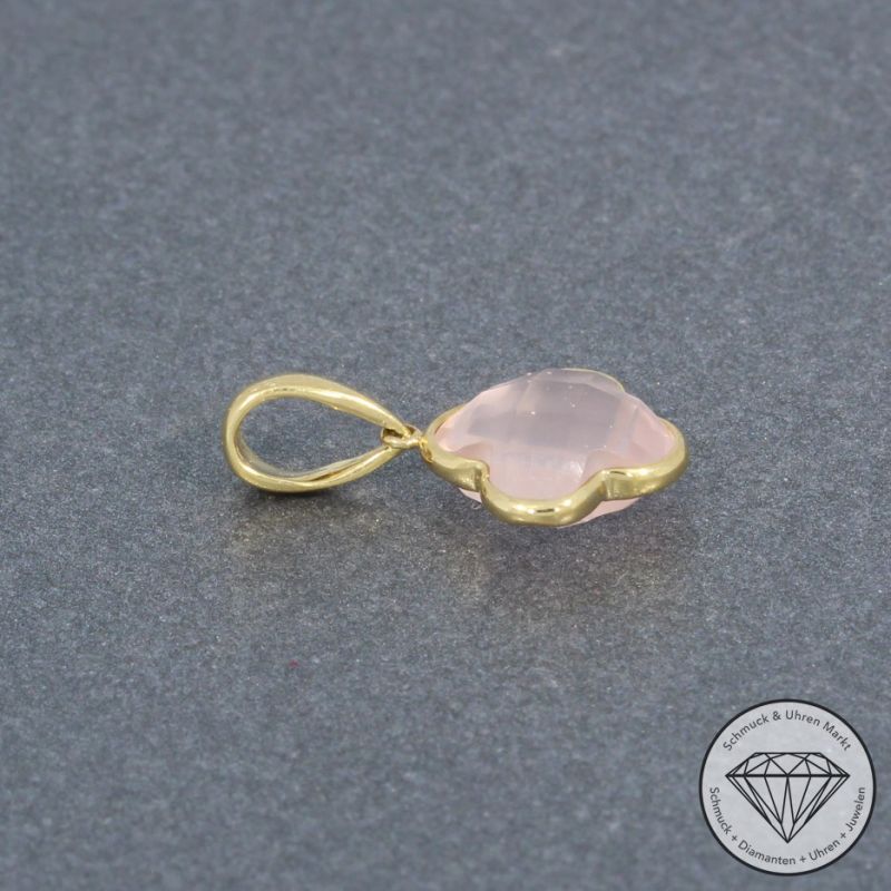 Wert 450 € Rosenquarz Anhänger (2,55 carat) in 585er 14 K Gelbgold - H788