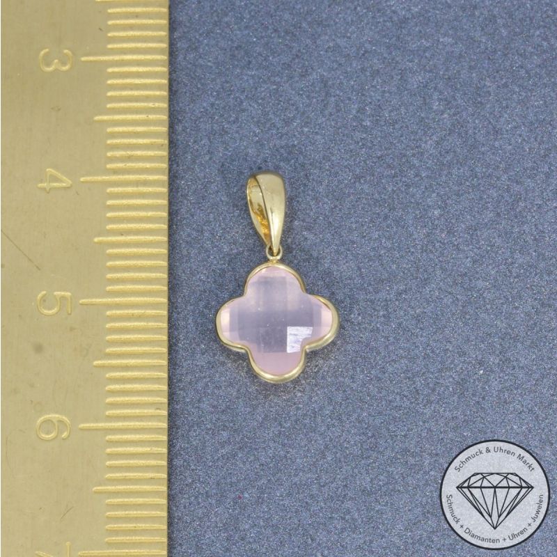 Wert 450 € Rosenquarz Anhänger (2,55 carat) in 585er 14 K Gelbgold - H788