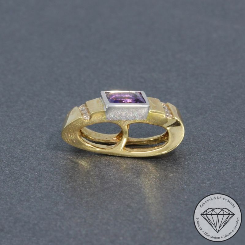Wert 1350 € Bicolor Brillant Amethyst Anhänger in 585er 14 K gold - 95210