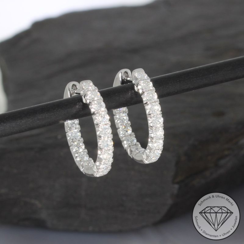 Wert 6590 € Brillant Creolen (1,50 carat) in 585er 14 K Weißgold - H731