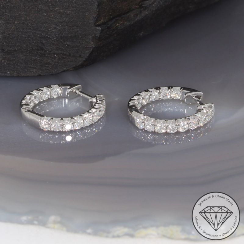 Wert 6590 € Brillant Creolen (1,50 carat) in 585er 14 K Weißgold - H731