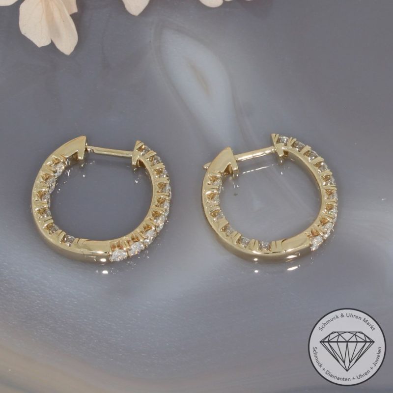 Wert 6590 € Brillant Creolen (1,50 carat) in 585er 14 K Gelbgold - H730