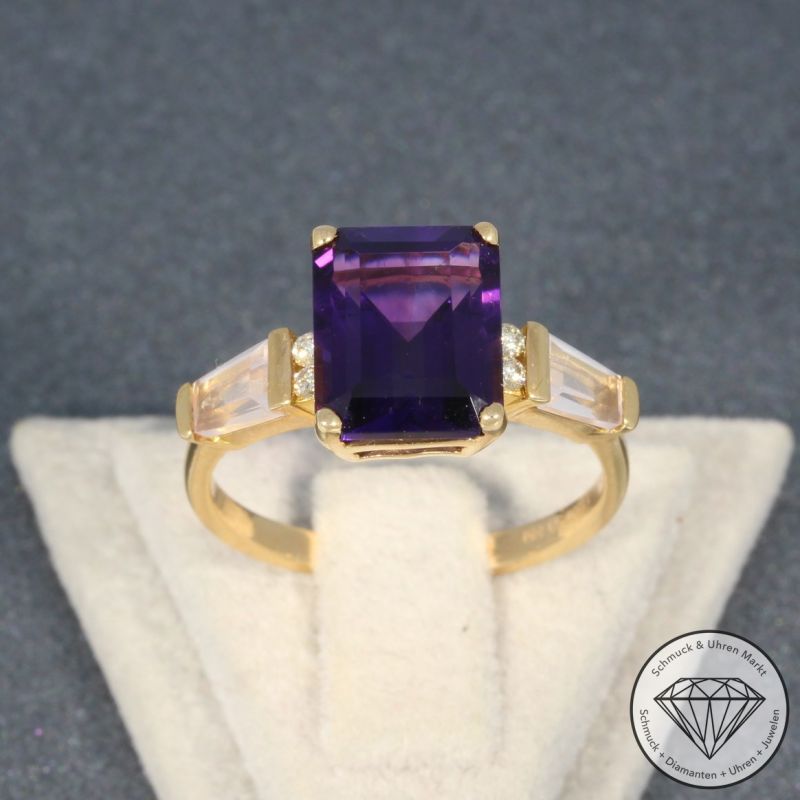 Wert 1090 € Brillant Amethyst Rosenquarz Ring in 750er 18 K Rosegold - 95230