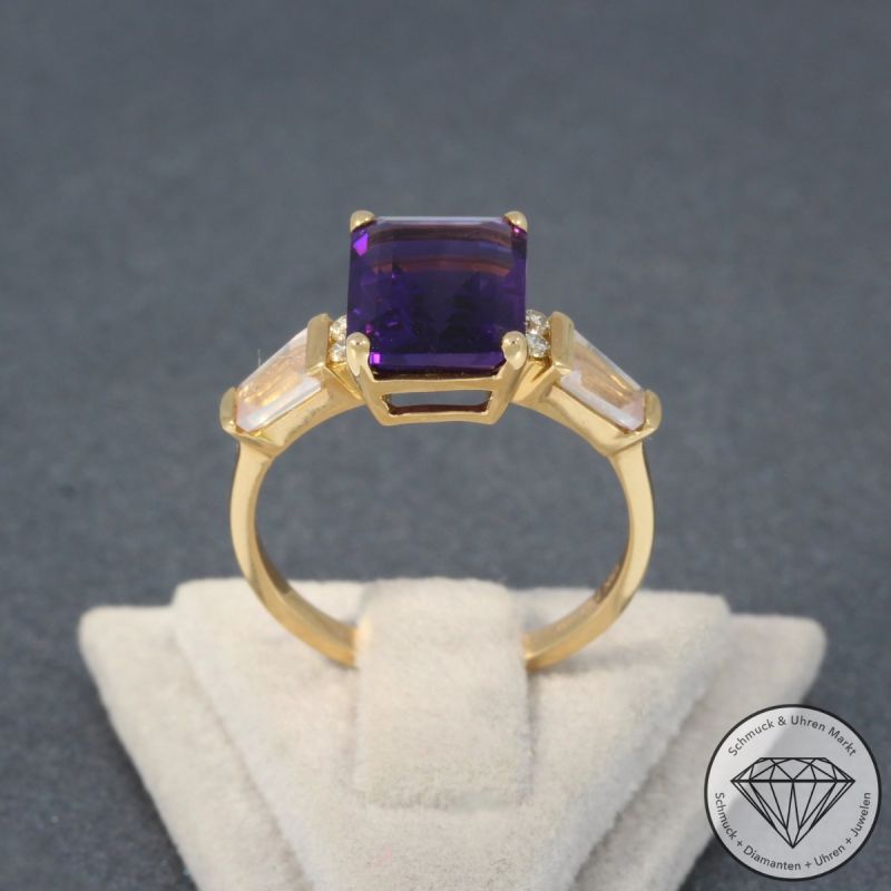Wert 1090 € Brillant Amethyst Rosenquarz Ring in 750er 18 K Rosegold - 95230