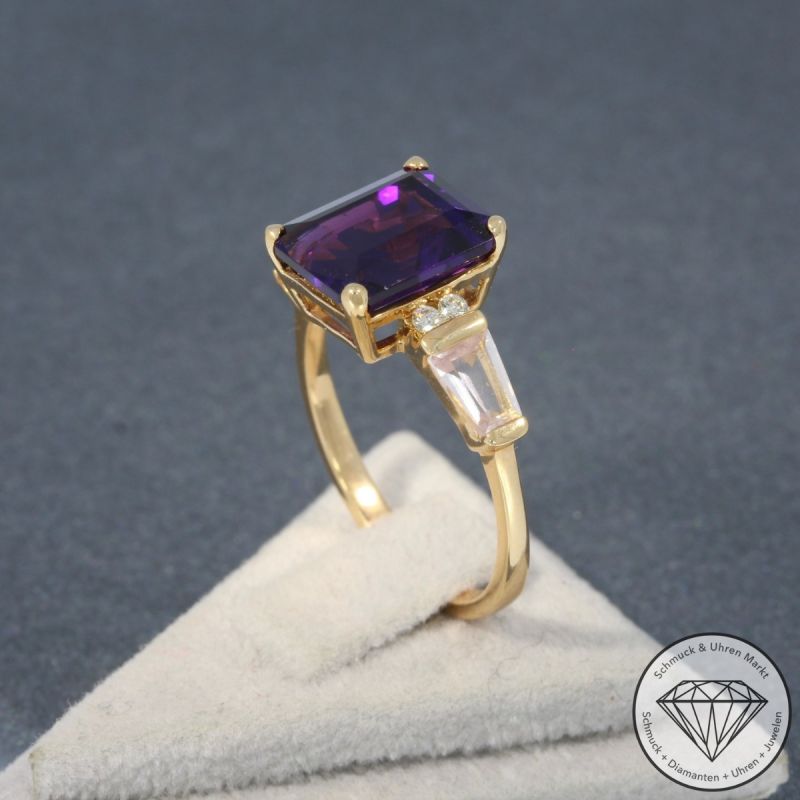 Wert 1090 € Brillant Amethyst Rosenquarz Ring in 750er 18 K Rosegold - 95230