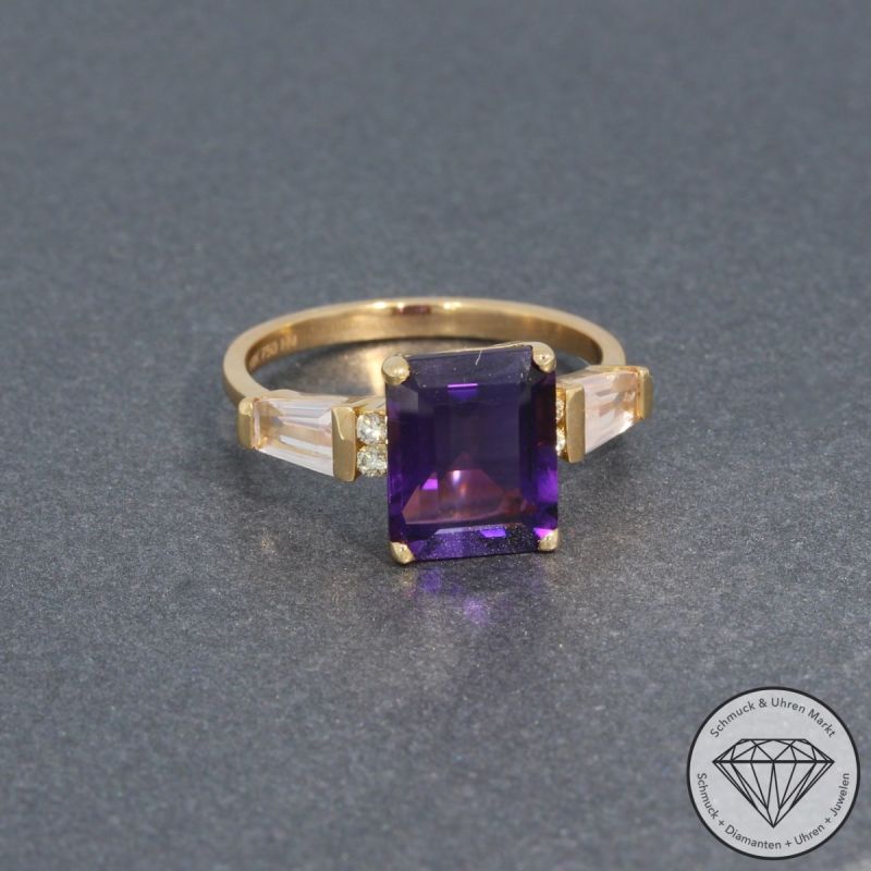 Wert 1090 € Brillant Amethyst Rosenquarz Ring in 750er 18 K Rosegold - 95230