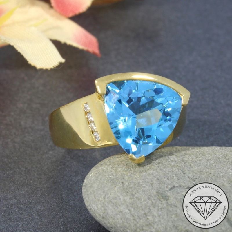 Wert 1750 € Brillant Topas Ring in 750er 18 K Gelbgold - 95233