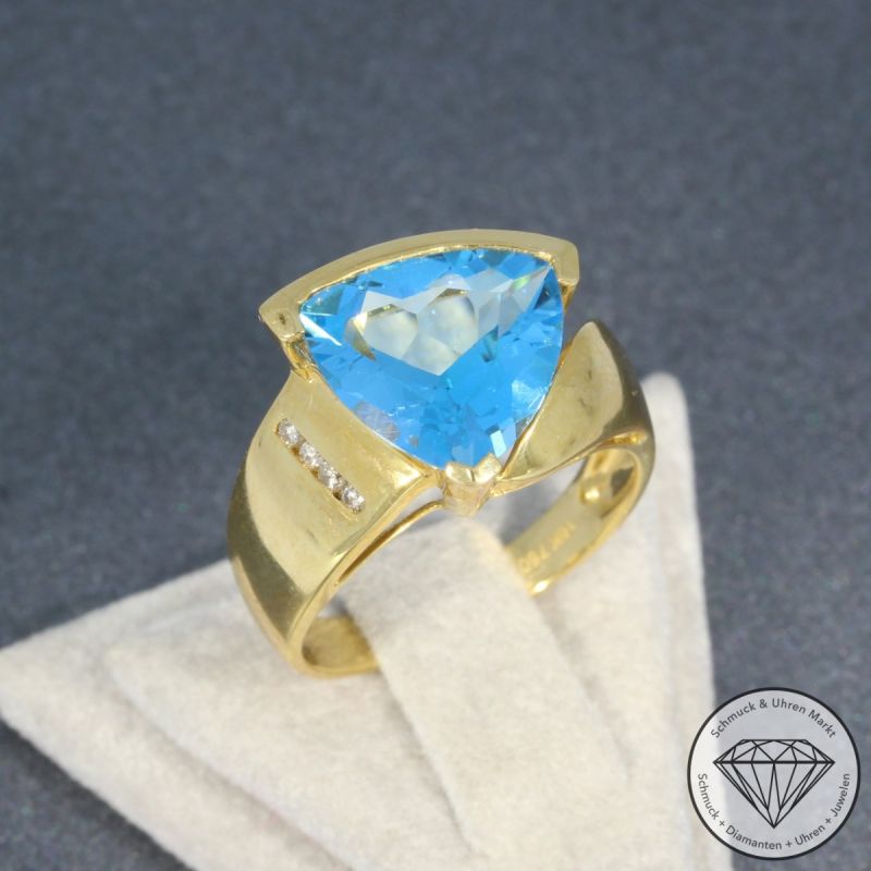 Wert 1750 € Brillant Topas Ring in 750er 18 K Gelbgold - 95233