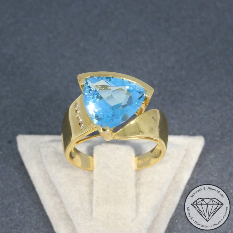 Wert 1750 € Brillant Topas Ring in 750er 18 K Gelbgold - 95233