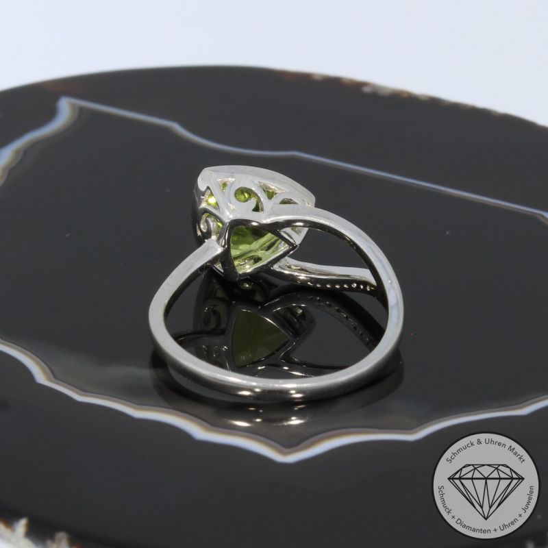 Wert 1250 € Brillant Peridot Ring in 750er 18 K Weißgold - 95236